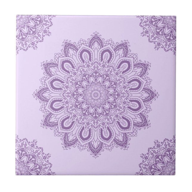 Azulejo Elegante Boho Lavender Purple Mandala (Frente)
