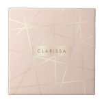 Azulejo Elegante bonito rosa dorado y rosa azul geométrico<br><div class="desc">Elegante patrón geométrico falso de cobre subió de oro y rosa brillante.</div>