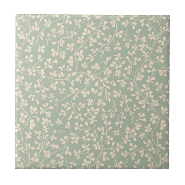 Azulejo Elegante Botánico Verde Salvia (Frente)