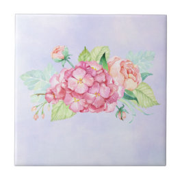 Azulejo Elegante Bouquet De Flor De Color Rosa