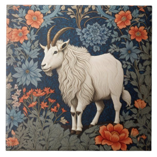 Azulejo Elegante cabra de montaña William Morris inspirado