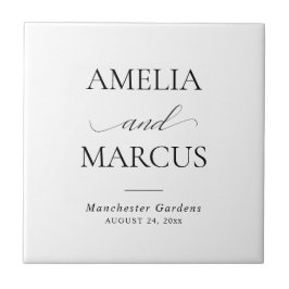 Azulejo Elegante Caligrafía Clásica de Bodas con Letra Scr