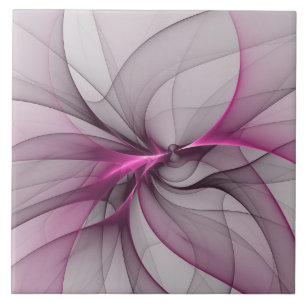 Azulejo Elegante Caos Moderno Arte Abstracto Fractal Rosa