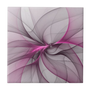 Azulejo Elegante Caos Moderno Arte Abstracto Fractal Rosa