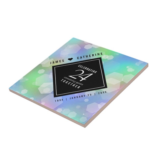 Azulejo Elegante celebración del 24° Aniversario del Boda  (Lado)