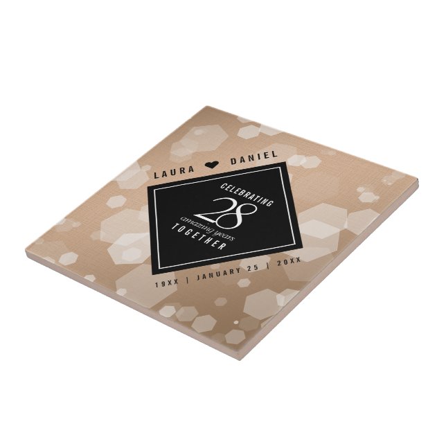 Azulejo Elegante celebración del 28º Aniversario del Boda  (Lado)