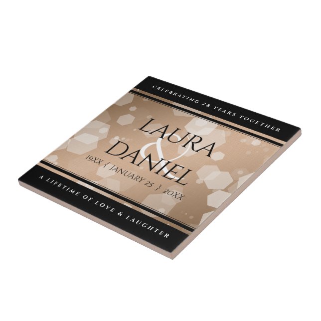 Azulejo Elegante celebración del 28º Aniversario del Boda  (Lado)