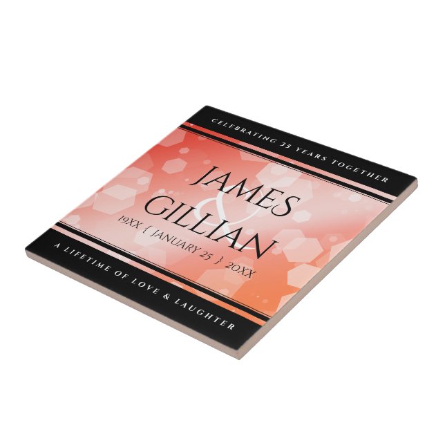 Azulejo Elegante celebración del 35° aniversario del Boda  (Lado)