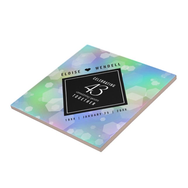 Azulejo Elegante celebración del 43° Aniversario del Boda  (Lado)