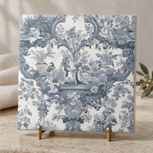 Azulejo Elegante chico vintage Azul toile de jouy