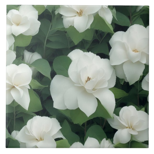Azulejo Elegante clásico verde botánico floral (Frente)