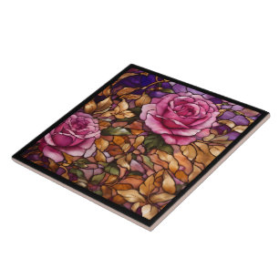 Azulejo Elegante colección de Rosas de vidrio manchado