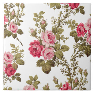 Azulejo Elegante color rosa rosa de época - fondo blanco