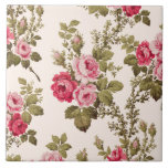 Azulejo Elegante color rosa rosa de época - fondo de abert<br><div class="desc">Fantásticas rociadas de elegantes y románticas rosas rosadas y frondosas hojas verdes sobre un suave fondo de arbustos. El patrón no tiene inconvenientes y se puede cambiar de tamaño hacia arriba o hacia abajo utilizando los botones de escala   y - de la herramienta de diseño.</div>