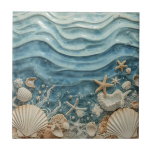 Azulejo Elegante Concha 3D Cerámica Costera