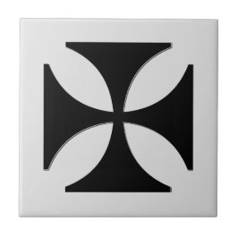 Azulejo Elegante cruz Pattee negro, gris claro