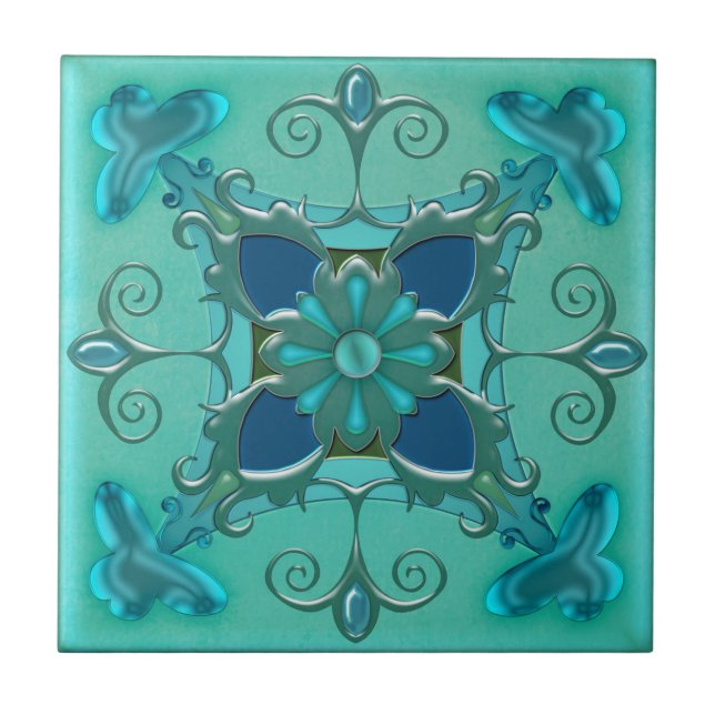 Azulejo Elegante cuarto de baño verde Verde azulado o mosa (Frente)