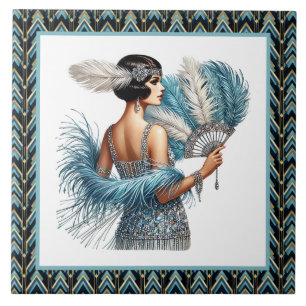 Azulejo Elegante dama Art Deco