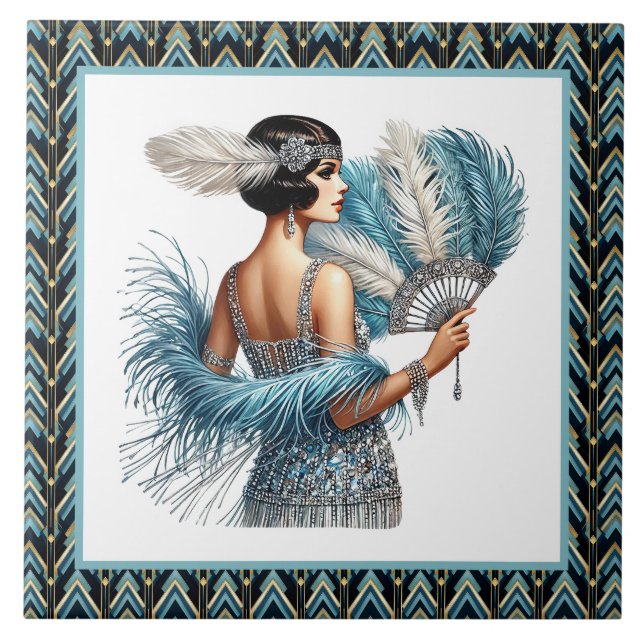 Azulejo Elegante dama Art Deco (Frente)
