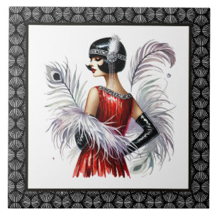 Azulejo Elegante dama Art Deco