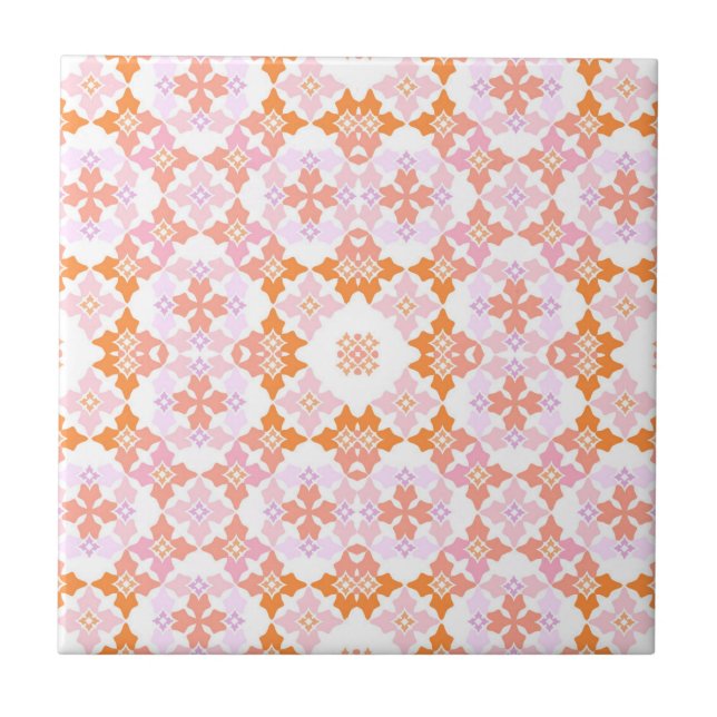 Azulejo Elegante, De Inspiración Marroquí Rosa Y Naranja (Frente)