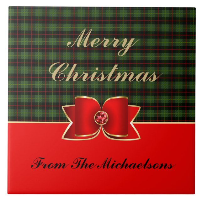 Azulejo Elegante de planta y cebada con nombre (Frente)