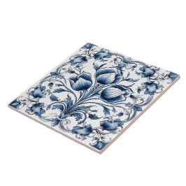 Azulejo Elegante diseño de mosaico azul y ruso azul y blan