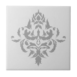 Azulejo Elegante Diseño Gris de Damasco Único