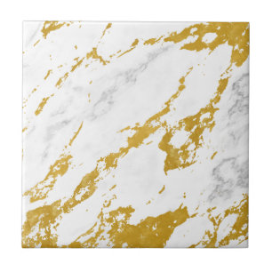 Azulejo Elegante estilo mármol6 - Oro y blanco