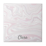 Azulejo Elegante estilo minimalista rosa y mármol blanco<br><div class="desc">Diseño moderno de mármol rosa y blanco.</div>