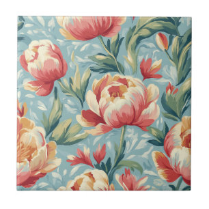 Azulejo Elegante estilo victoriano Floral Peonies Tulips
