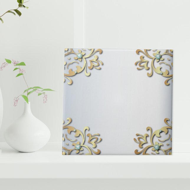 Azulejo Elegante Fancy Gold Ornate Borde Barroco Filigree (Subido por el creador)