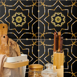 Azulejo Elegante filigrí brillantemente Oro brillante y Mo