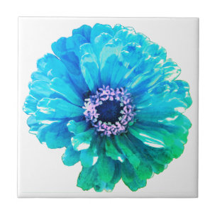 Azulejo Elegante flor azul turquesa floral margarita