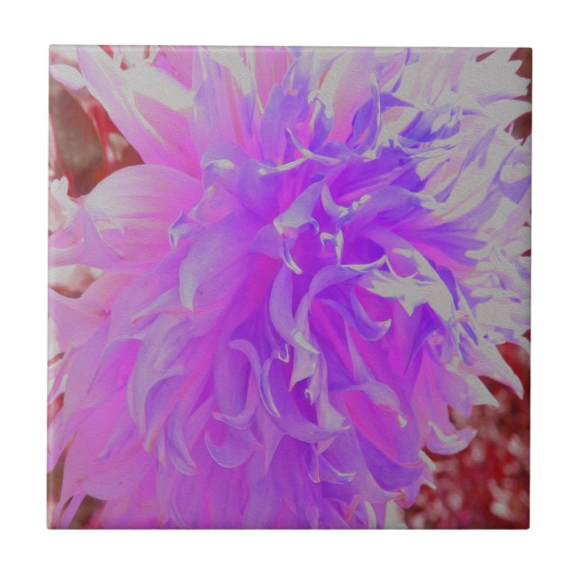 Azulejo Elegante Flor de Dahlia Ultra Violeta (Frente)