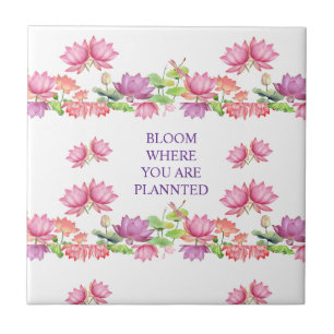 Azulejo Elegante Flor de Loto en Acuarela Rosa