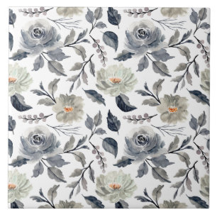 Azulejo Elegante floral botánico acuarela vintage