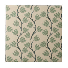 Azulejo Elegante Floral Vertical Tapiz Simetría M1 Verde