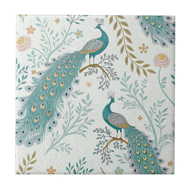 Azulejo Elegante Floral Vintage Pavón (21) (Frente)