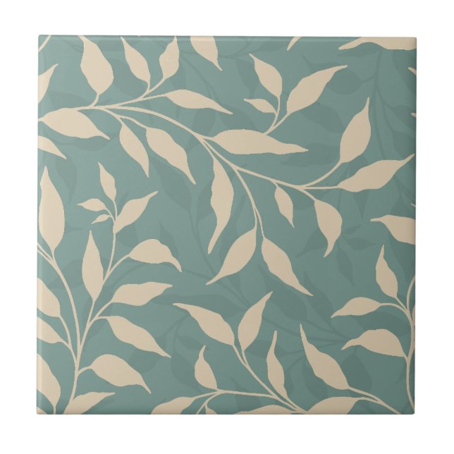 Azulejo Elegante Foliage de danza de hoja botánica HD Beig (Frente)