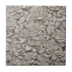 Azulejo Elegante Gardenia Patrón floral blanco