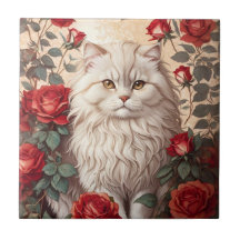 Elegante gato persa con Rosas