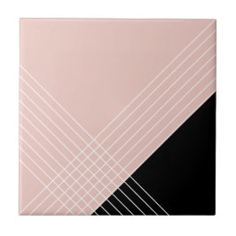 Azulejo Elegante Geométrico Chic Tendenioso en Rosa y Negr