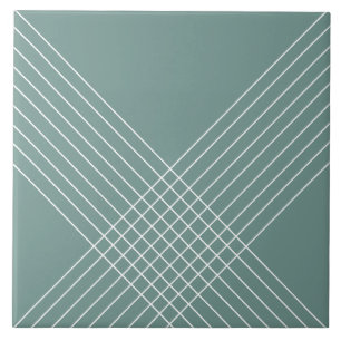 Azulejo Elegante Geométrico de Moda en Verde Salvia