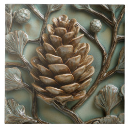 Azulejo Elegante Golden Pinecone Faux Relief