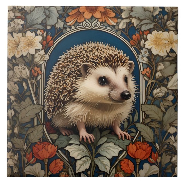Azulejo Elegante Hedgehog William Morris inspirado (Frente)