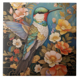 Azulejo Elegante Hummingbird Floral