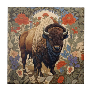 Azulejo Elegante inspirado por Bison William Morris