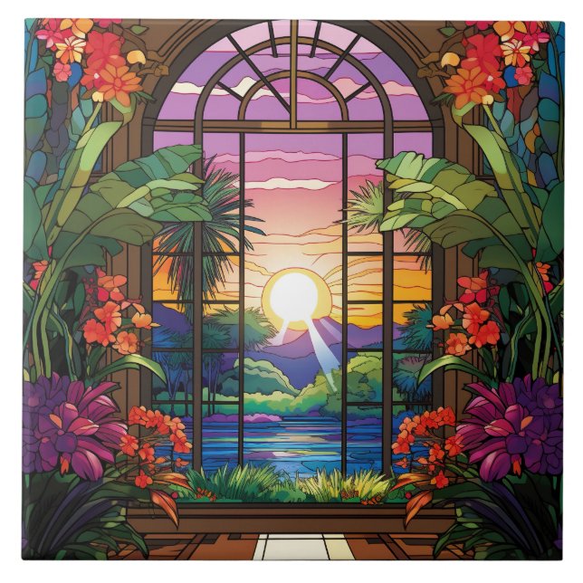 Azulejo elegante jardín de imitación de cristal (Frente)