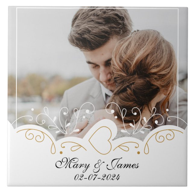 Azulejo Elegante Keepsake Recuerdos Groom Newlyweds (Frente)